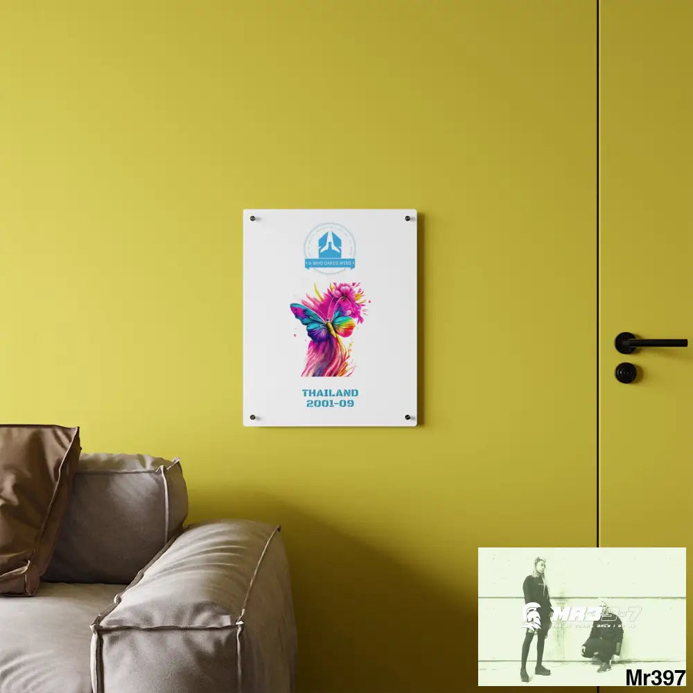 A Who Dares Wins Thailand 2001--09 Colourful Butterfly in Mid-Flight Acrylic Wall Art Panels Home Decor