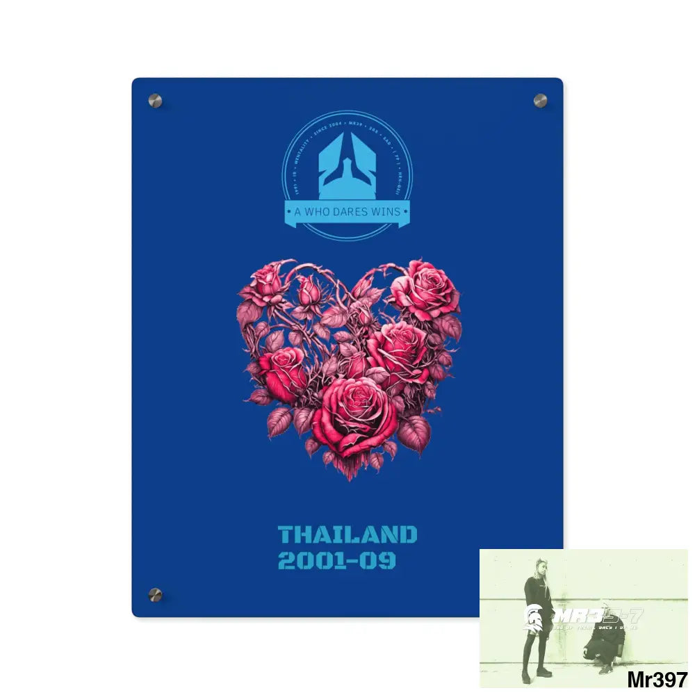 A Who Dares Wins Thailand 2001--09 Heart Made of Pink Roses Beautiful Floral Acrylic Wall Art Panels 16″ x 20″