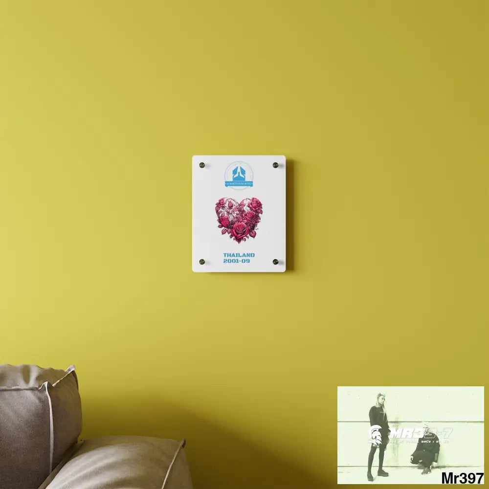 A Who Dares Wins Thailand 2001--09 Heart Made of Pink Roses Beautiful Floral Acrylic Wall Art Panels Home Decor