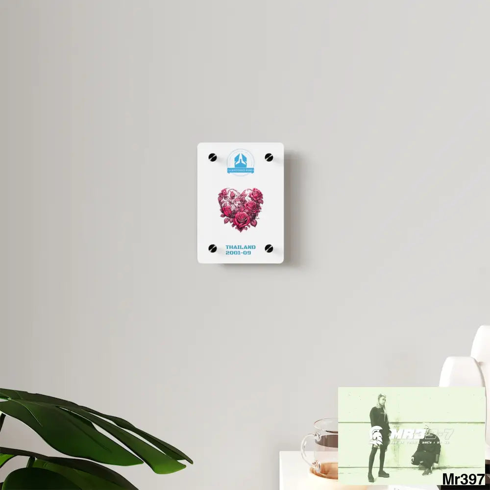 A Who Dares Wins Thailand 2001--09 Heart Made of Pink Roses Beautiful Floral Acrylic Wall Art Panels Home Decor