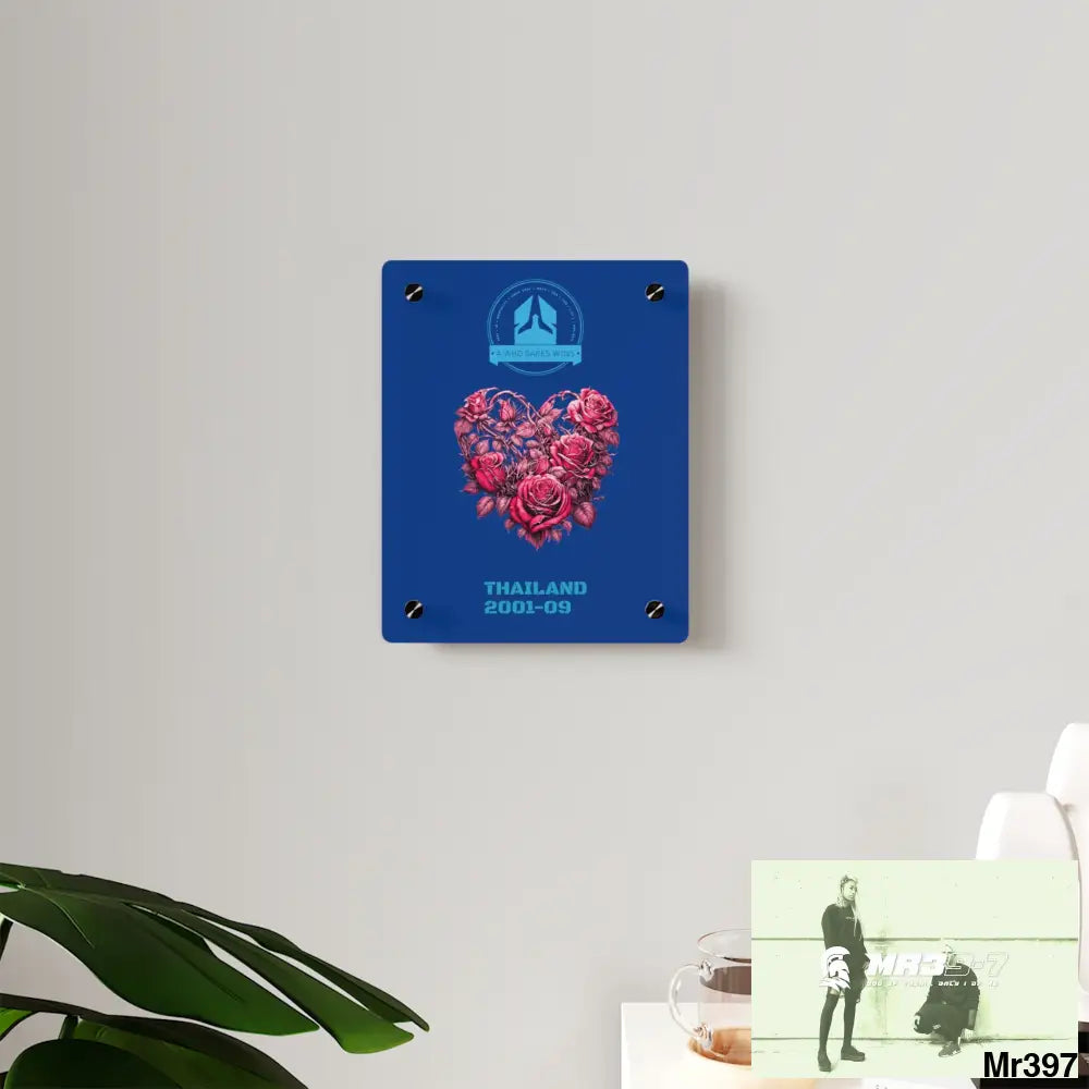 A Who Dares Wins Thailand 2001--09 Heart Made of Pink Roses Beautiful Floral Acrylic Wall Art Panels Home Decor