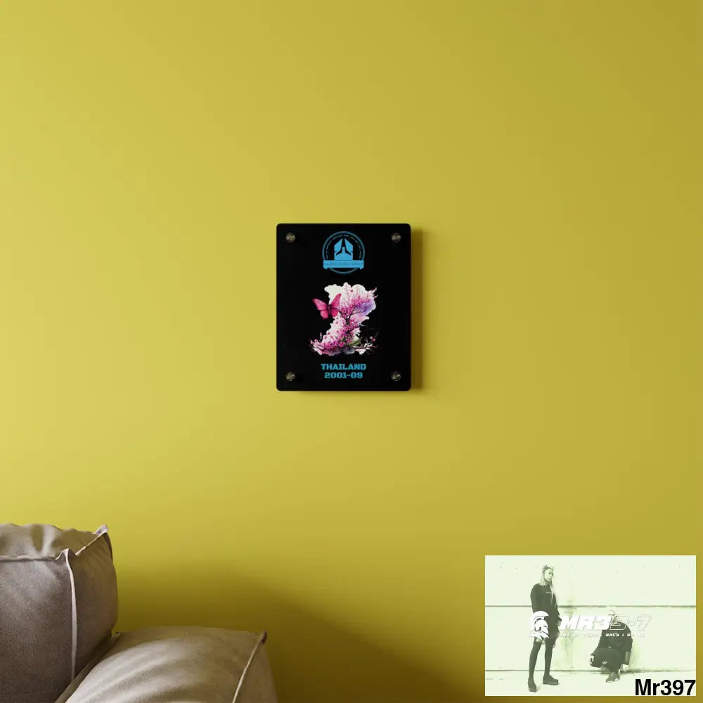 A Who Dares Wins Thailand 2001--09 Pink Butterfly on Ornamental Cherry Tree Branch Acrylic Wall Art Panels Home Decor