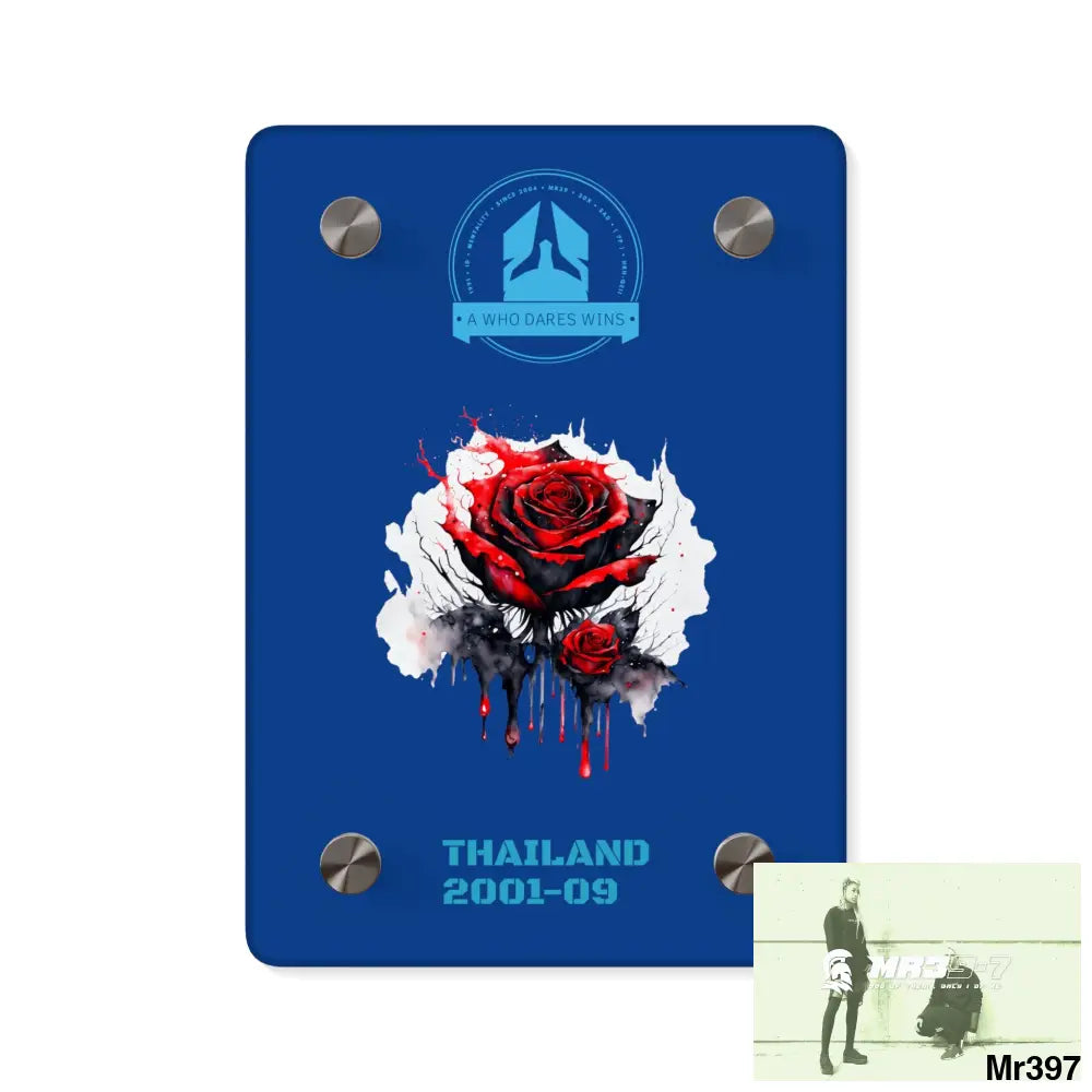 A Who Dares Wins Thailand 2001--09 Red Rose with Bloody Drippings on Abstract Black Background Acrylic Wall Art Panels
