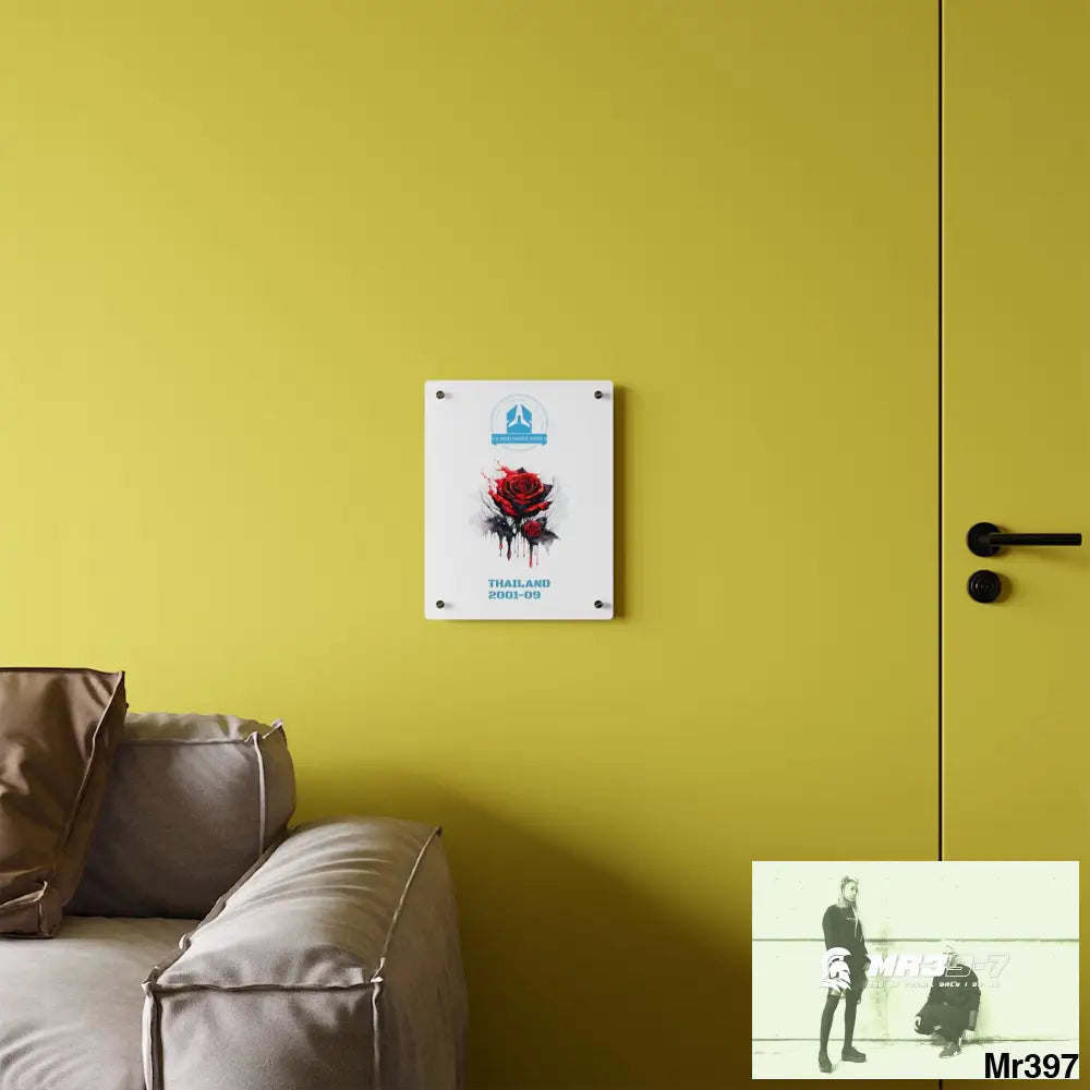 A Who Dares Wins Thailand 2001--09 Red Rose with Bloody Drippings on Abstract Black Background Acrylic Wall Art Panels