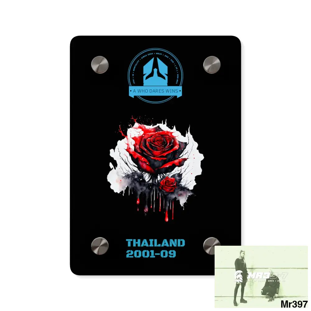 A Who Dares Wins Thailand 2001--09 Red Rose with Bloody Drippings on Abstract Black Background AcrylicWall Art Panels
