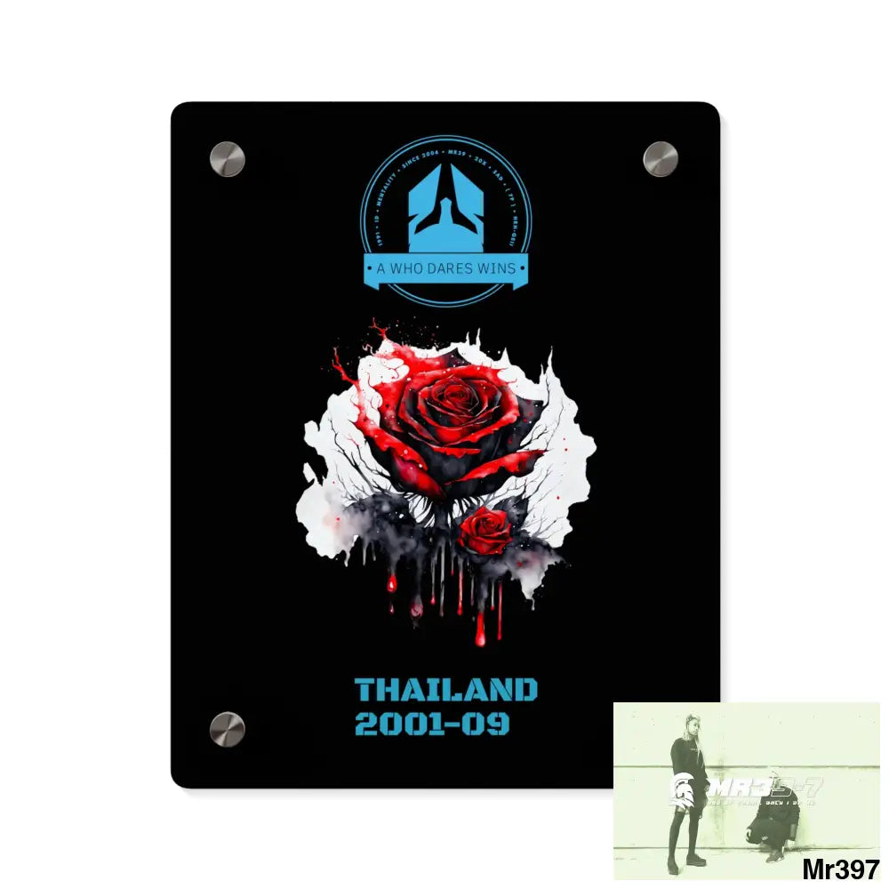 A Who Dares Wins Thailand 2001--09 Red Rose with Bloody Drippings on Abstract Black Background AcrylicWall Art Panels