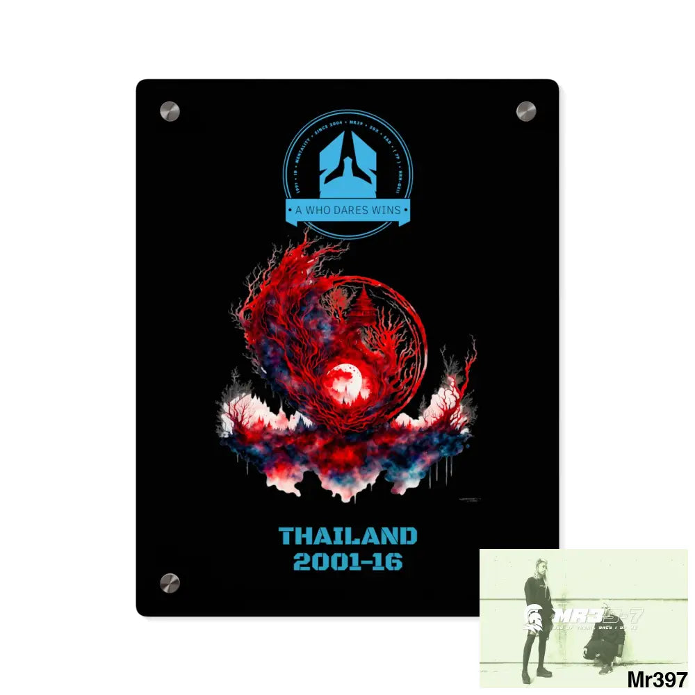 A Who Dares Wins Thailand 2001-16 Abstract Yin-Yang Symbol in Red and Black- Acrylic Wall Art Panels 11″ x 14″