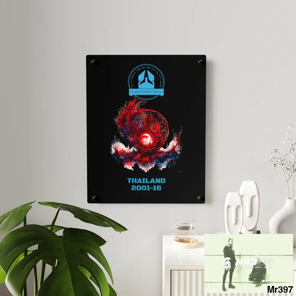 A Who Dares Wins Thailand 2001-16 Abstract Yin-Yang Symbol in Red and Black- Acrylic Wall Art Panels Home Decor