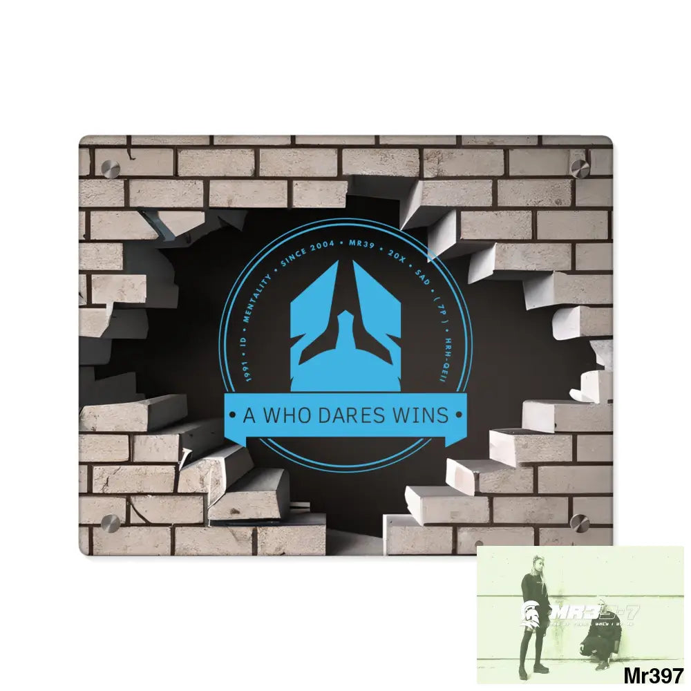 A Who Dares Wins Through the 3D Cracked Brick Wall Graphic Acrylic Wall Art Panels 14″ x 11″ (Horizontal) / 0.25’’ Home