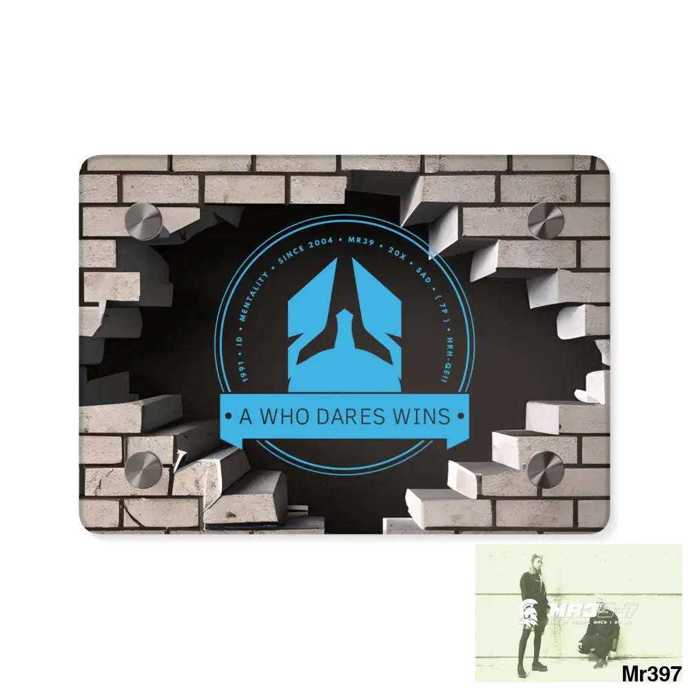 A Who Dares Wins Through the 3D Cracked Brick Wall Graphic Acrylic Wall Art Panels 7’’ x 5’’ (Horizontal) / 0.25’’ Home