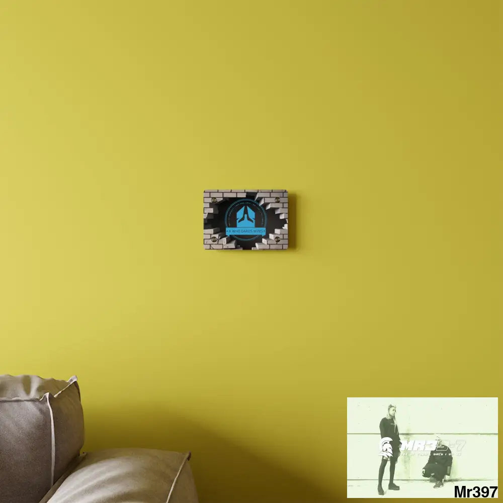 A Who Dares Wins Through the 3D Cracked Brick Wall Graphic Acrylic Wall Art Panels Home Decor
