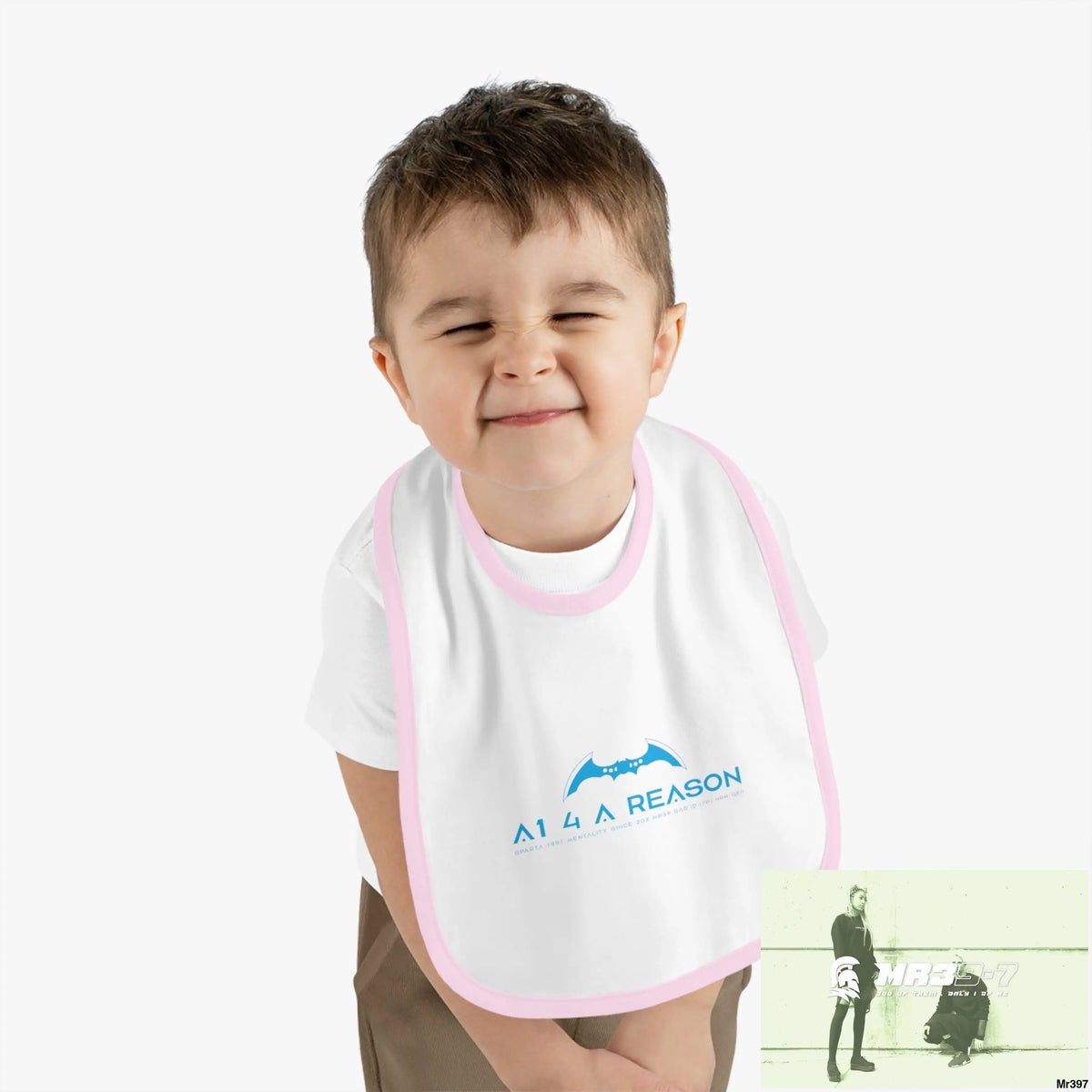 A1 4 A Reason Baby Contrast Trim Jersey Bib White/Pink / One size Kids clothes