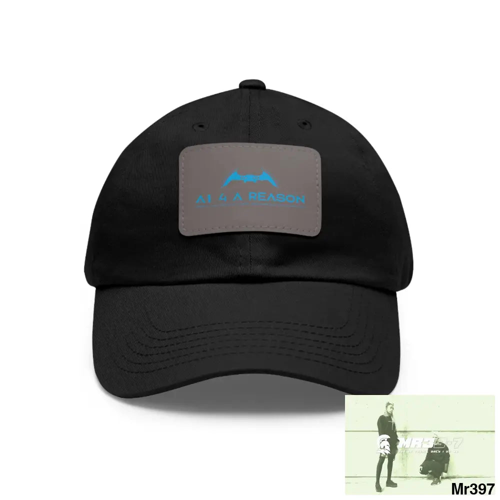 A1 4 A Reason Dad Hat with Leather Patch (Rectangle) Black / Grey patch / Rectangle / One size Hats