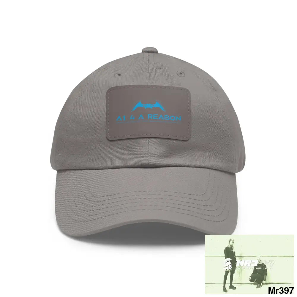 A1 4 A Reason Dad Hat with Leather Patch (Rectangle) Grey / Grey patch / Rectangle / One size Hats