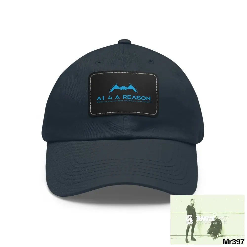 A1 4 A Reason Dad Hat with Leather Patch (Rectangle) Navy / Black patch / Rectangle / One size Hats