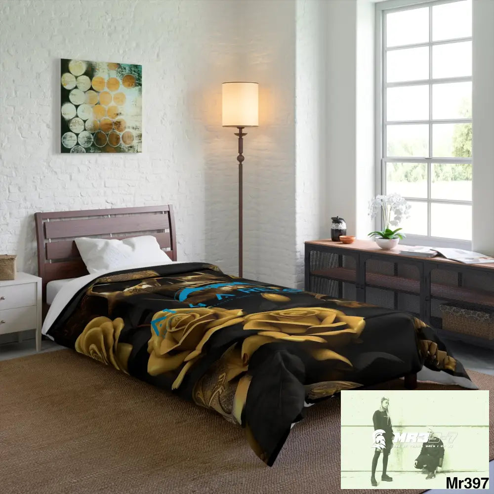 A1 4 A Reason Gold Skulls & Roses Comforter Home Decor