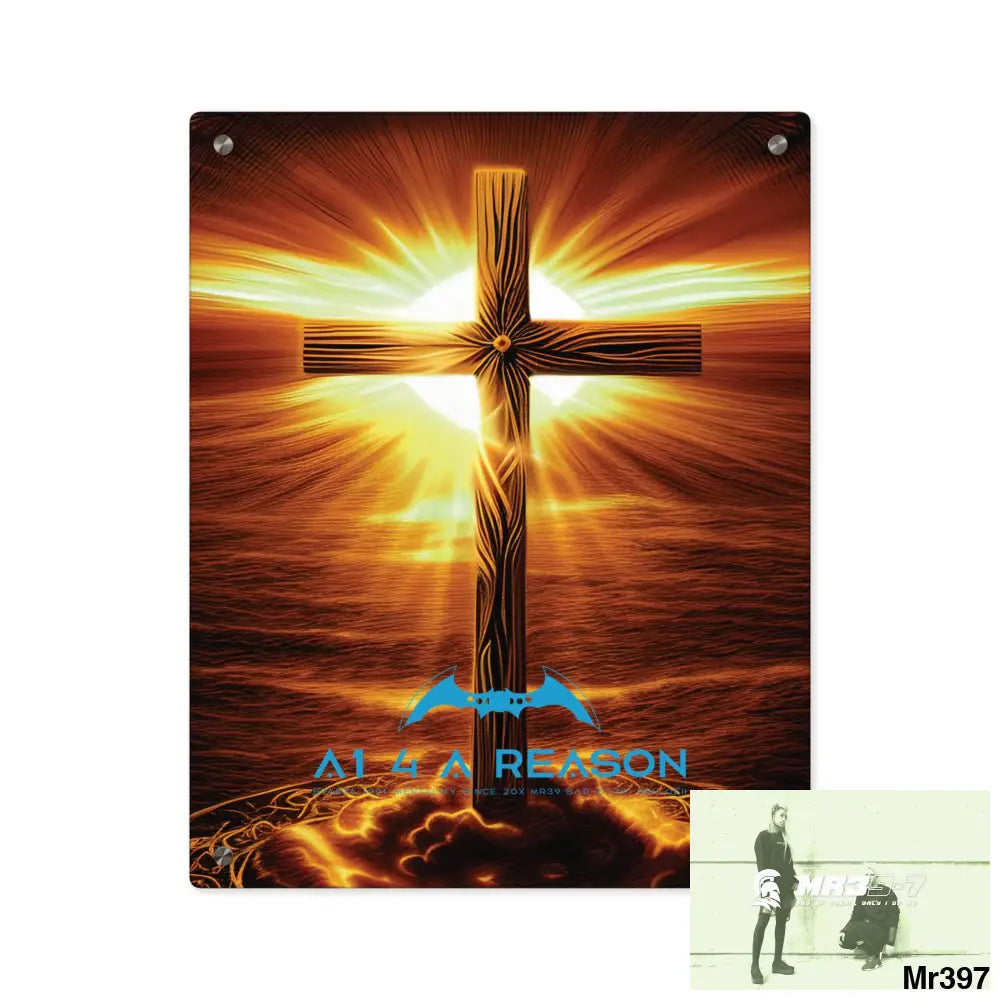 A1 4 A Reason Golden Sunrise Old Rugged Cross Celestial Ambient Faith Hyper Realistic Acrylic Wall Art Panels 16″ x 20″