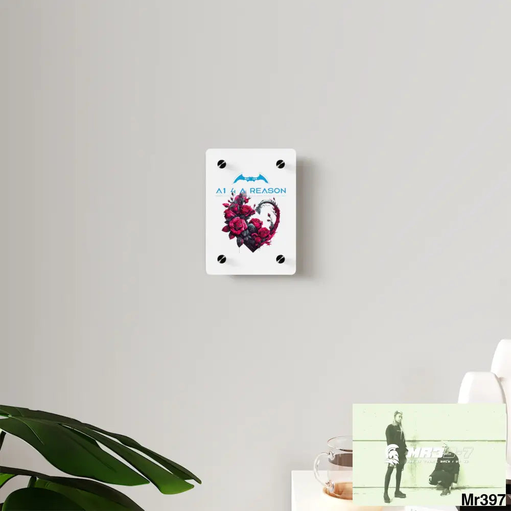 A1 4 A Reason Heart made of Pink Roses on Black Background Acrylic Wall Art Panels Home Decor