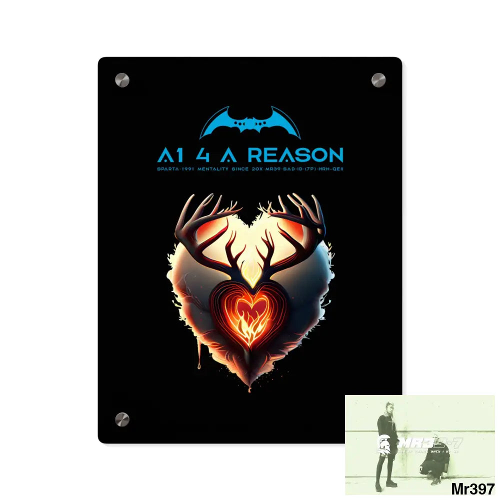 A1 4 A Reason Heart of Fire Stag Antler Graphic Acrylic Wall Art Panels 11″ x 14″ (Vertical) / 0.25’’ Home Decor