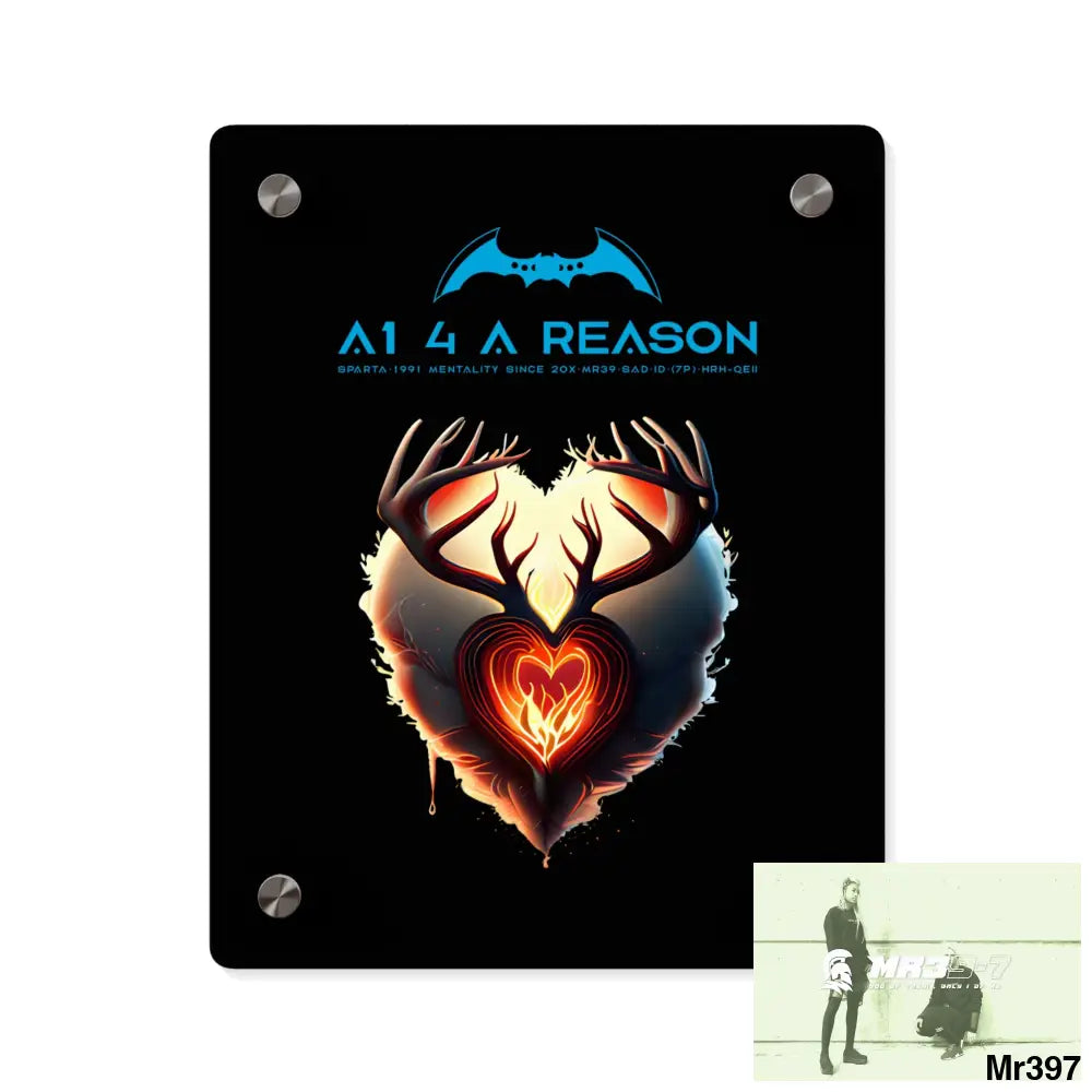 A1 4 A Reason Heart of Fire Stag Antler Graphic Acrylic Wall Art Panels 8″ x 10″ (Vertical) / 0.25’’ Home Decor