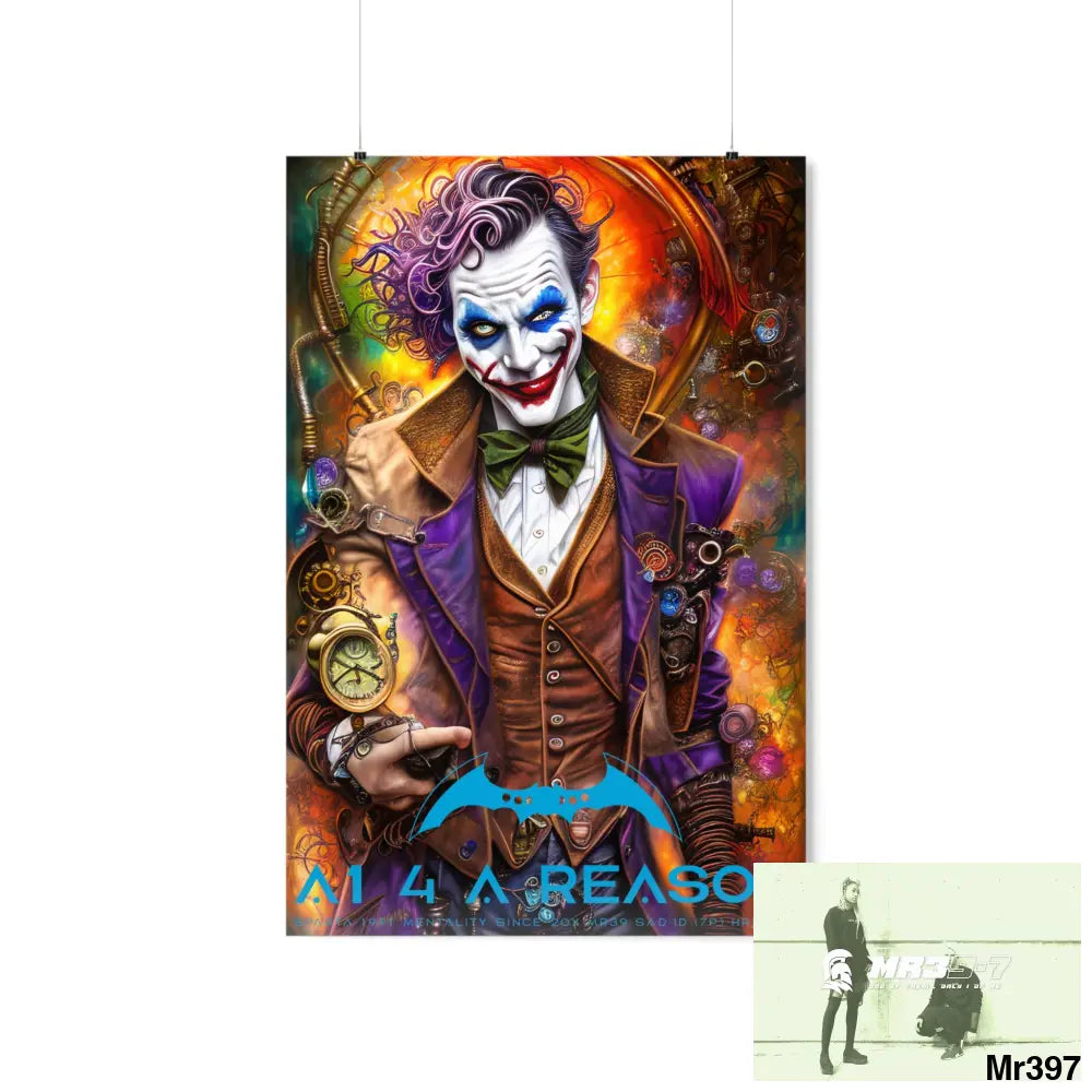 A1.4 A Reason Steampunk Joker Hearts Tribal Fractal Matte Vertical Posters 24″ x 36″ / Matte Poster