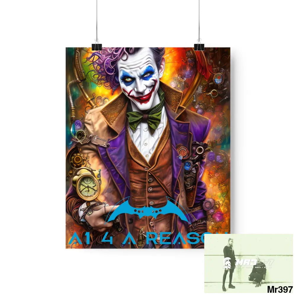 A1.4 A Reason Steampunk Joker Hearts Tribal Fractal Matte Vertical Posters 9’’ x 11’’ / Matte Poster