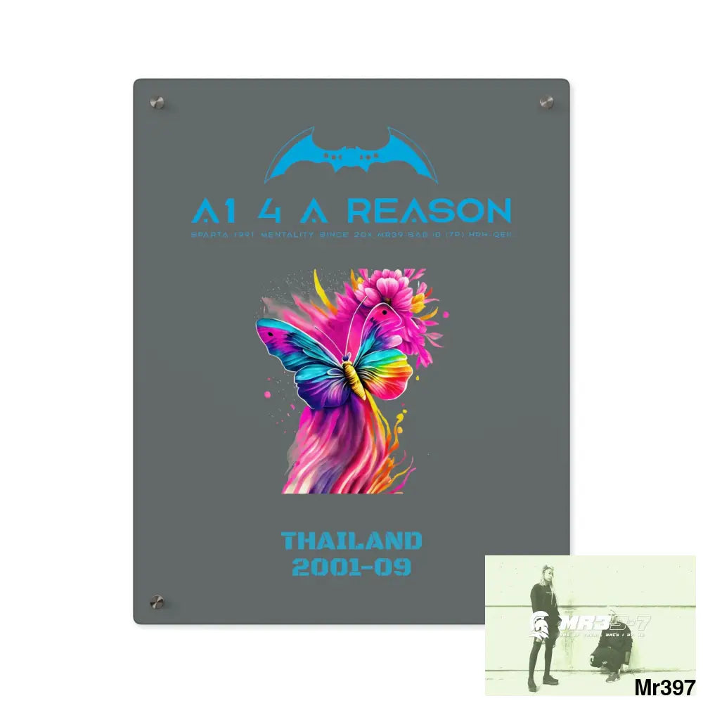 A1 4 A Reason Thailand 2001--09 Colourful Butterfly in Mid-Flight Acrylic Wall Art Panels 16″ x 20″ (Vertical) / 0.25’’
