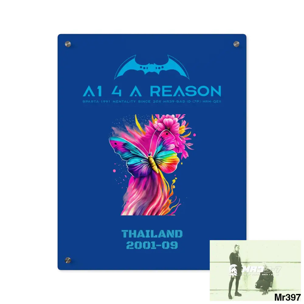 A1 4 A Reason Thailand 2001--09 Colourful Butterfly in Mid-Flight Acrylic Wall Art Panels 16″ x 20″ (Vertical) / 0.25’’