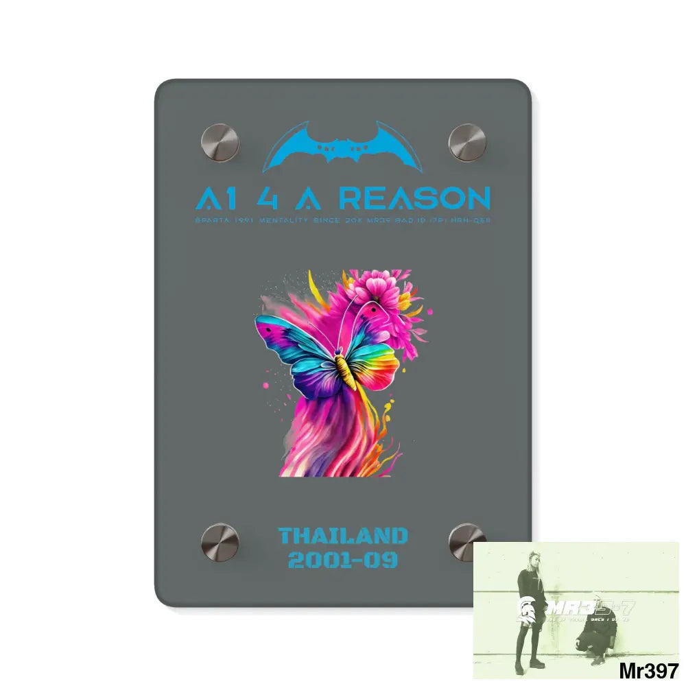 A1 4 A Reason Thailand 2001--09 Colourful Butterfly in Mid-Flight Acrylic Wall Art Panels 5’’ x 7’’ (Vertical) / 0.25’’