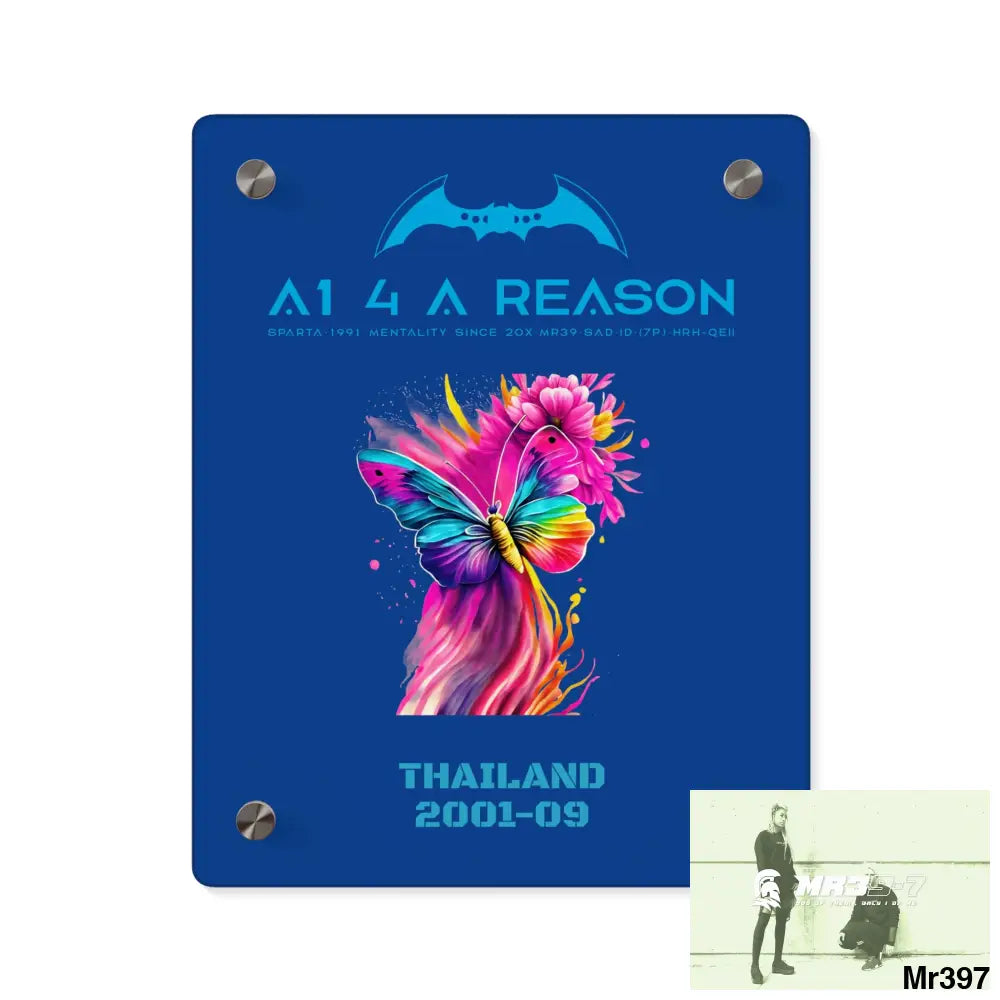 A1 4 A Reason Thailand 2001--09 Colourful Butterfly in Mid-Flight Acrylic Wall Art Panels 8″ x 10″ (Vertical) / 0.25’’
