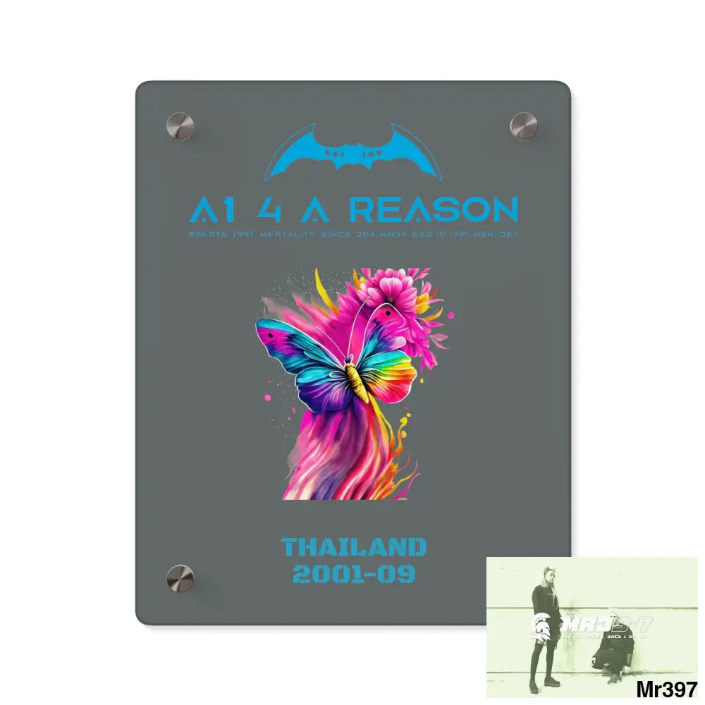 A1 4 A Reason Thailand 2001--09 Colourful Butterfly in Mid-Flight Acrylic Wall Art Panels 8″ x 10″ (Vertical) / 0.25’’