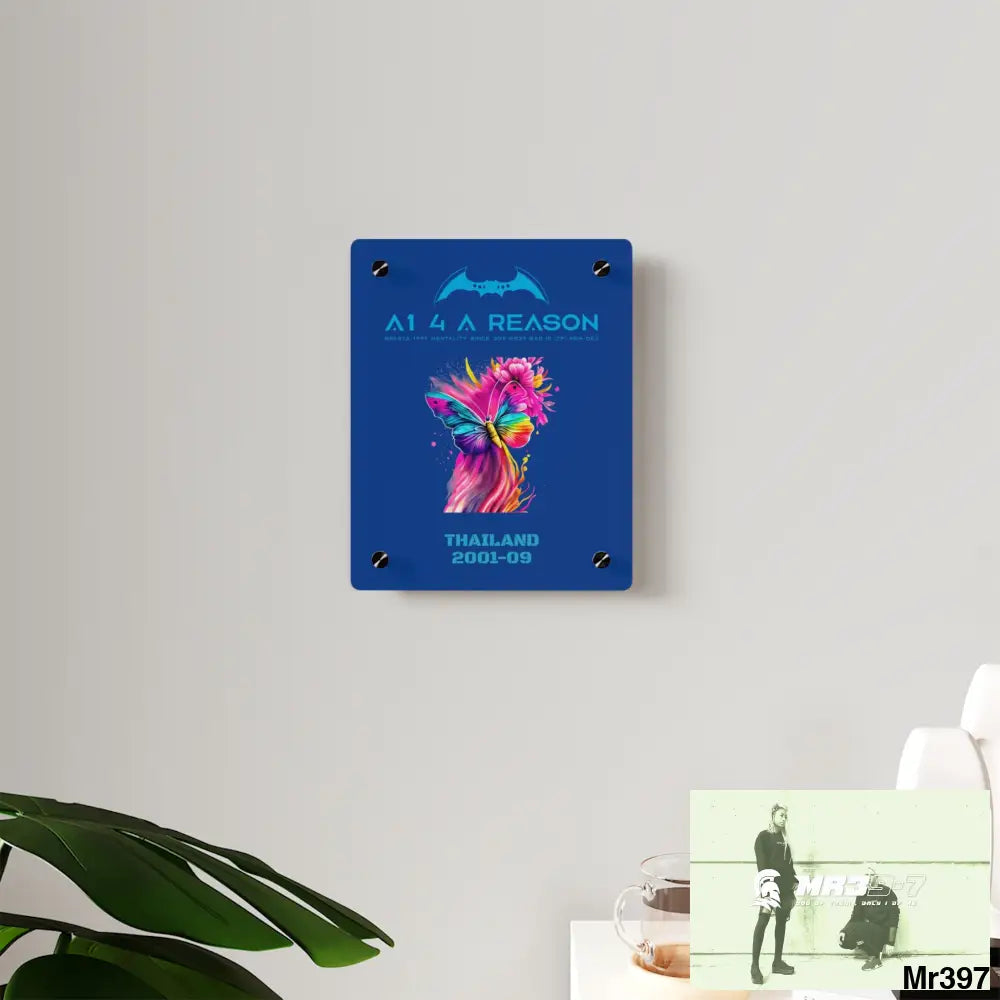 A1 4 A Reason Thailand 2001--09 Colourful Butterfly in Mid-Flight Acrylic Wall Art Panels Home Decor