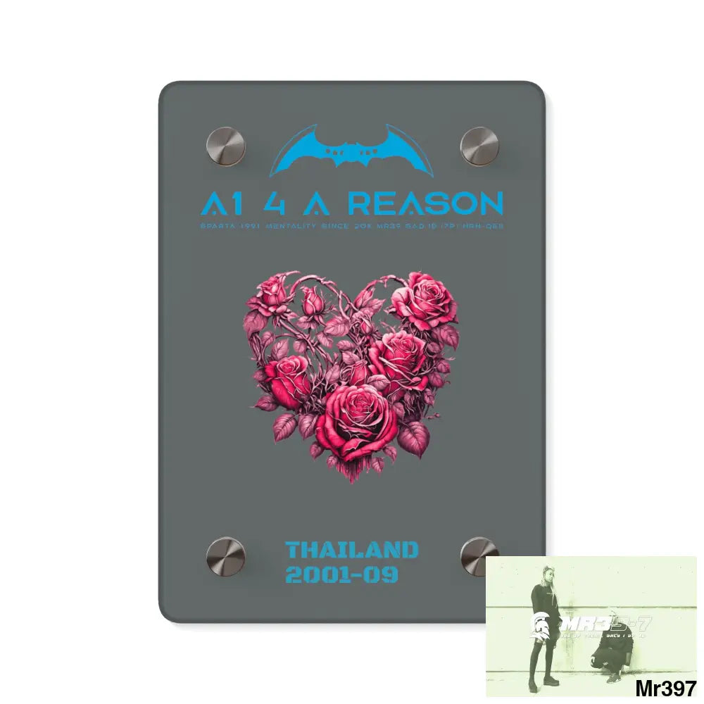 A1 4 A Reason Thailand 2001--09 Heart Made of Pink Roses Beautiful Floral Acrylic Wall Art Panels 5’’ x 7’’ (Vertical)