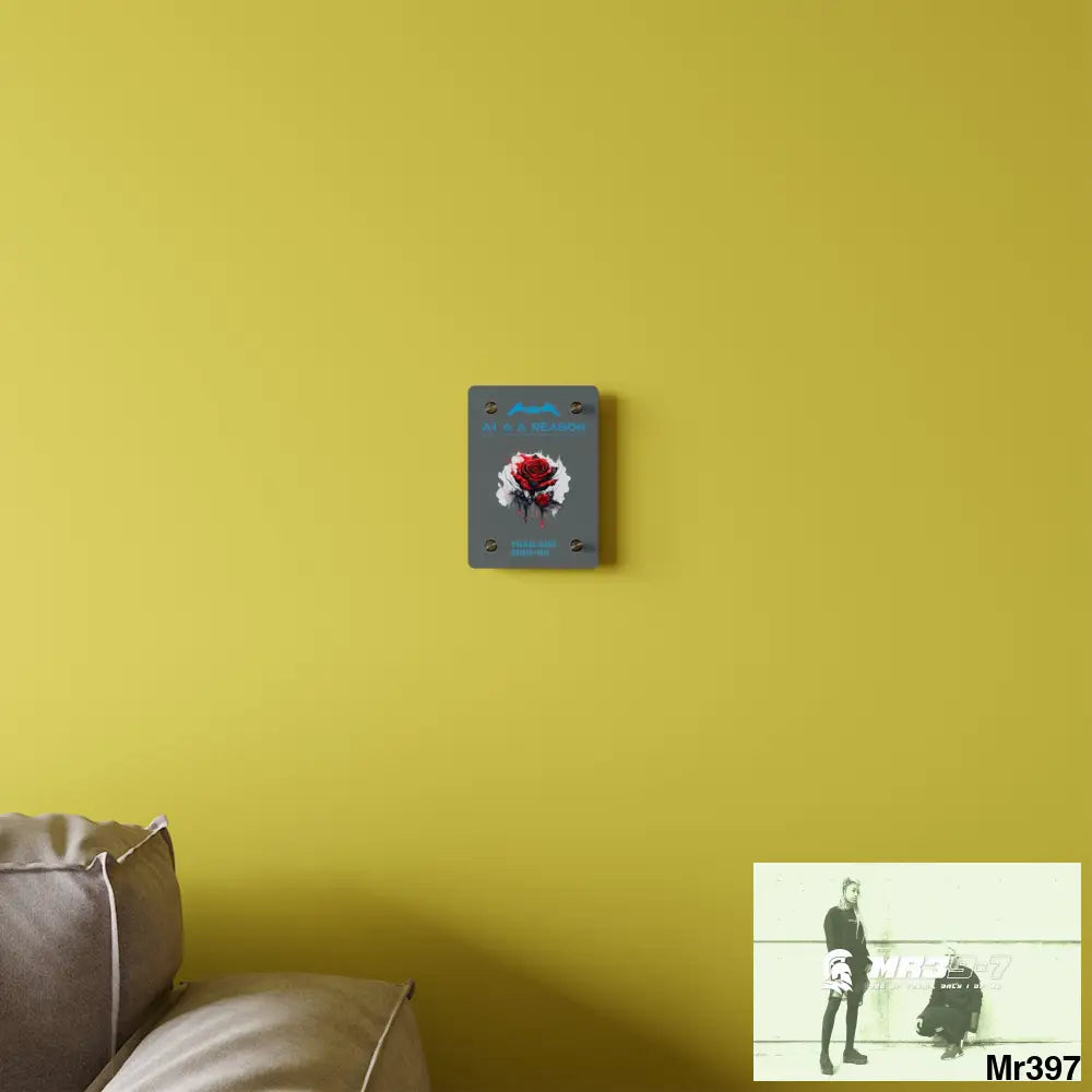 A1 4 A Reason Thailand 2001--09 Red Rose with Bloody Drippings on Abstract Black Background Acrylic Wall Art Panels