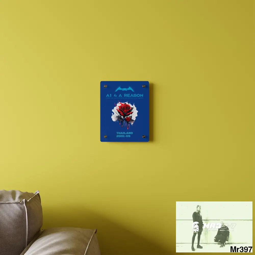 A1 4 A Reason Thailand 2001--09 Red Rose with Bloody Drippings on Abstract Black Background Acrylic Wall Art Panels