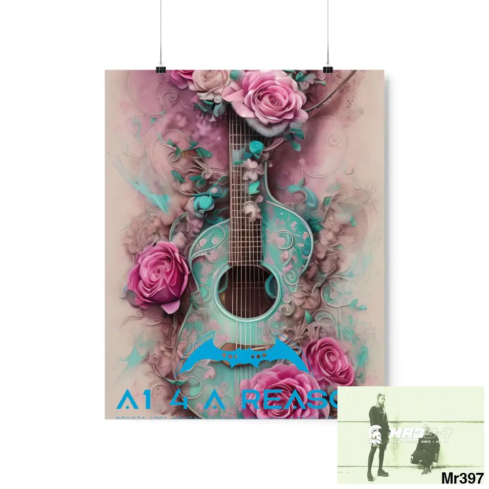 A1 4 A Reason with pink roses and guitar Matte Vertical Posters 16″ x 20″ / Matte Poster