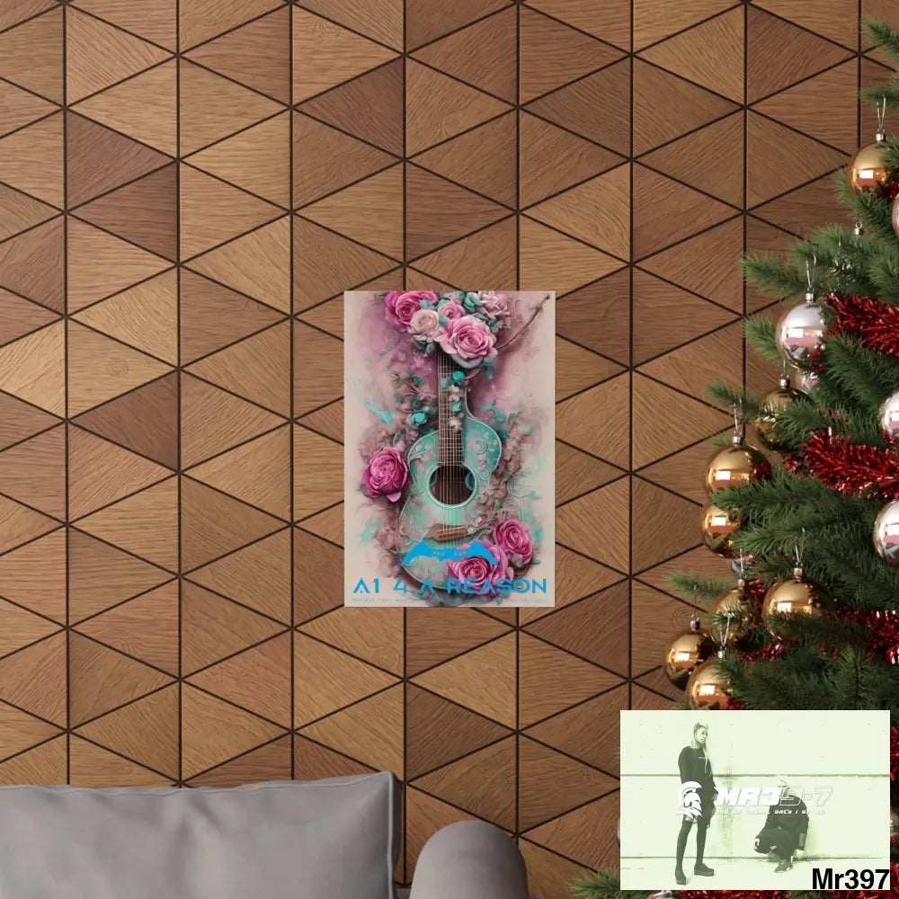 A1 4 A Reason with pink roses and guitar Matte Vertical Posters Poster