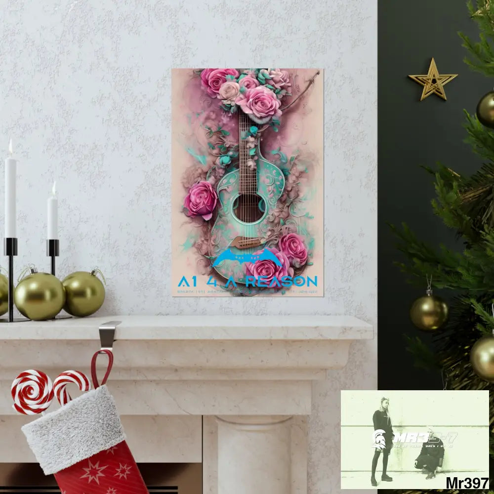 A1 4 A Reason with pink roses and guitar Matte Vertical Posters Poster
