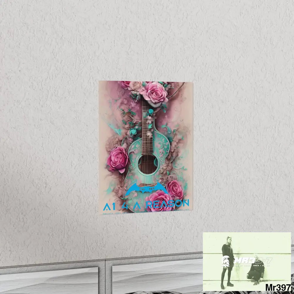 A1 4 A Reason with pink roses and guitar Matte Vertical Posters Poster