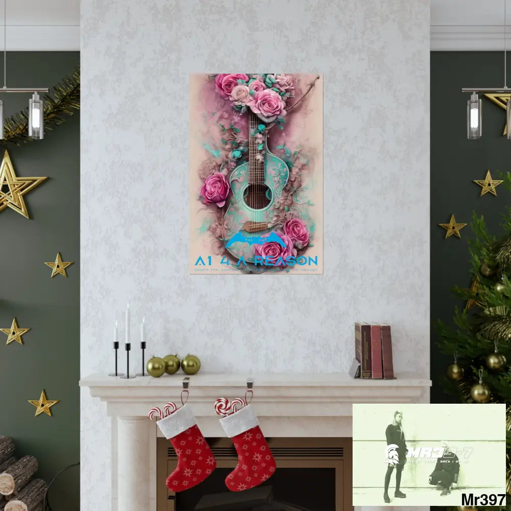 A1 4 A Reason with pink roses and guitar Matte Vertical Posters Poster