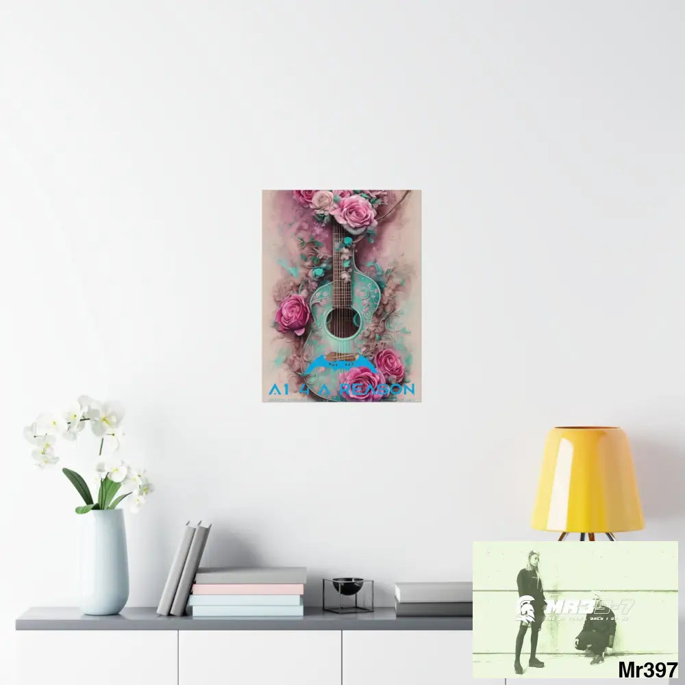 A1 4 A Reason with pink roses and guitar Matte Vertical Posters Poster
