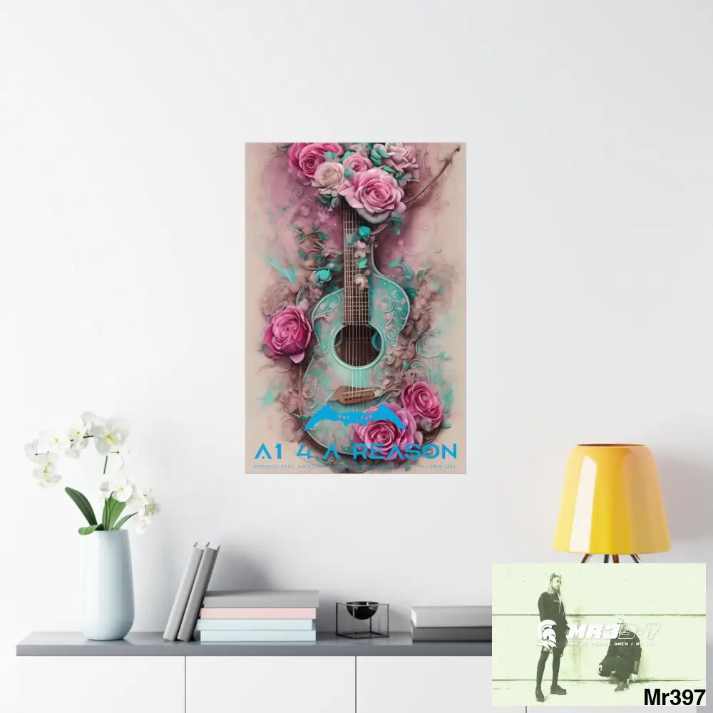 A1 4 A Reason with pink roses and guitar Matte Vertical Posters Poster