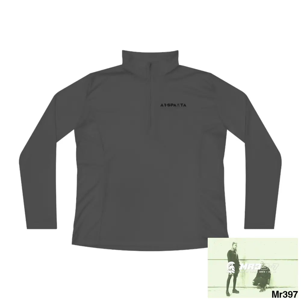 A1- Black Sparta -Ladies Quarter-Zip Pullover Iron Grey / S Long-sleeve