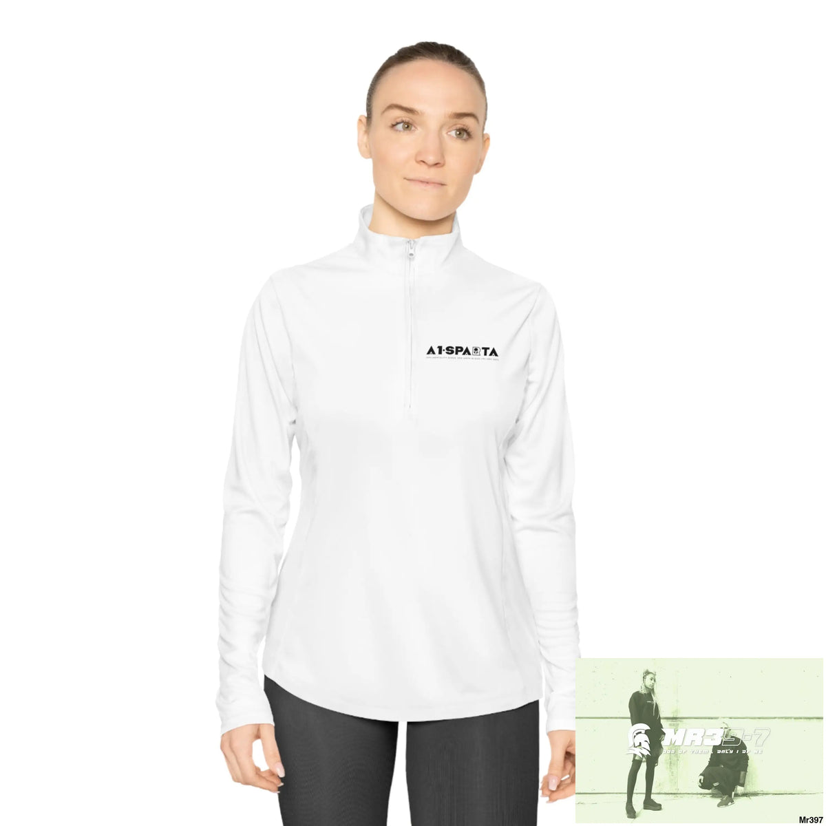 A1- Black Sparta -Ladies Quarter-Zip Pullover Long-sleeve