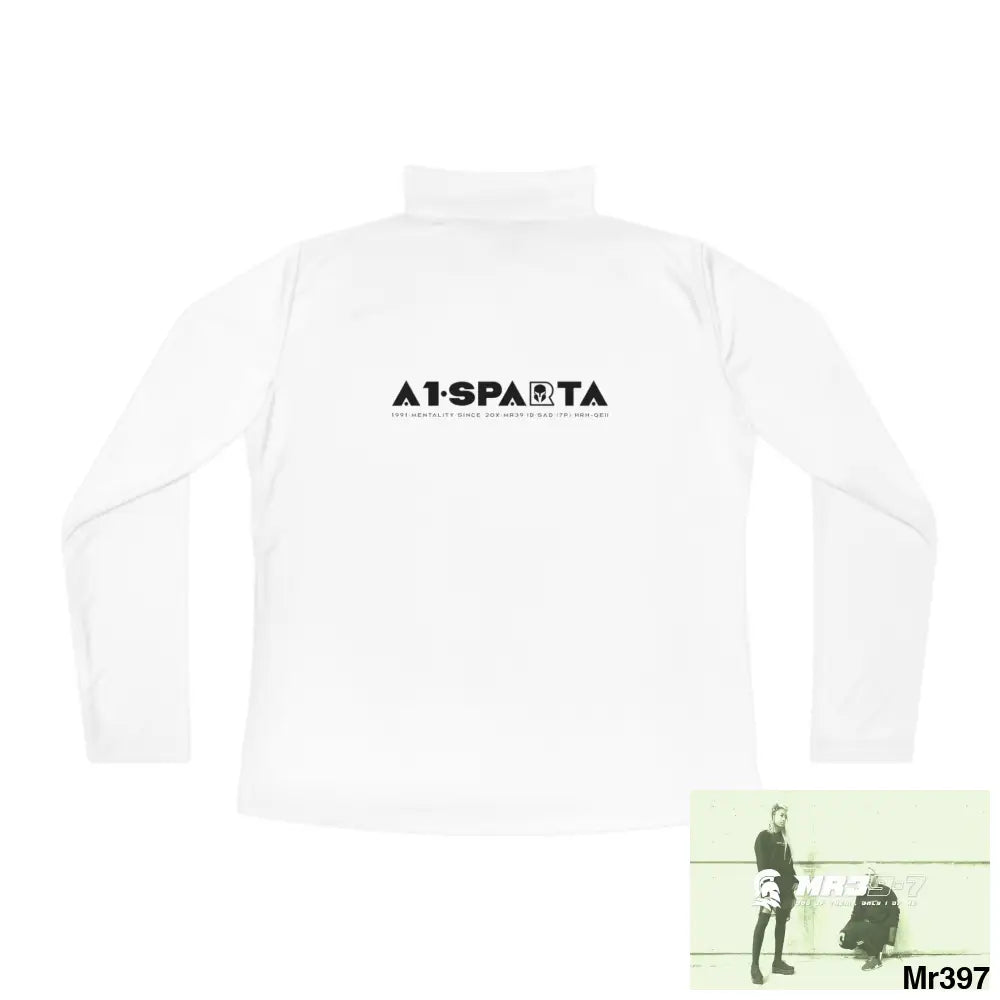 A1- Black Sparta -Ladies Quarter-Zip Pullover Long-sleeve