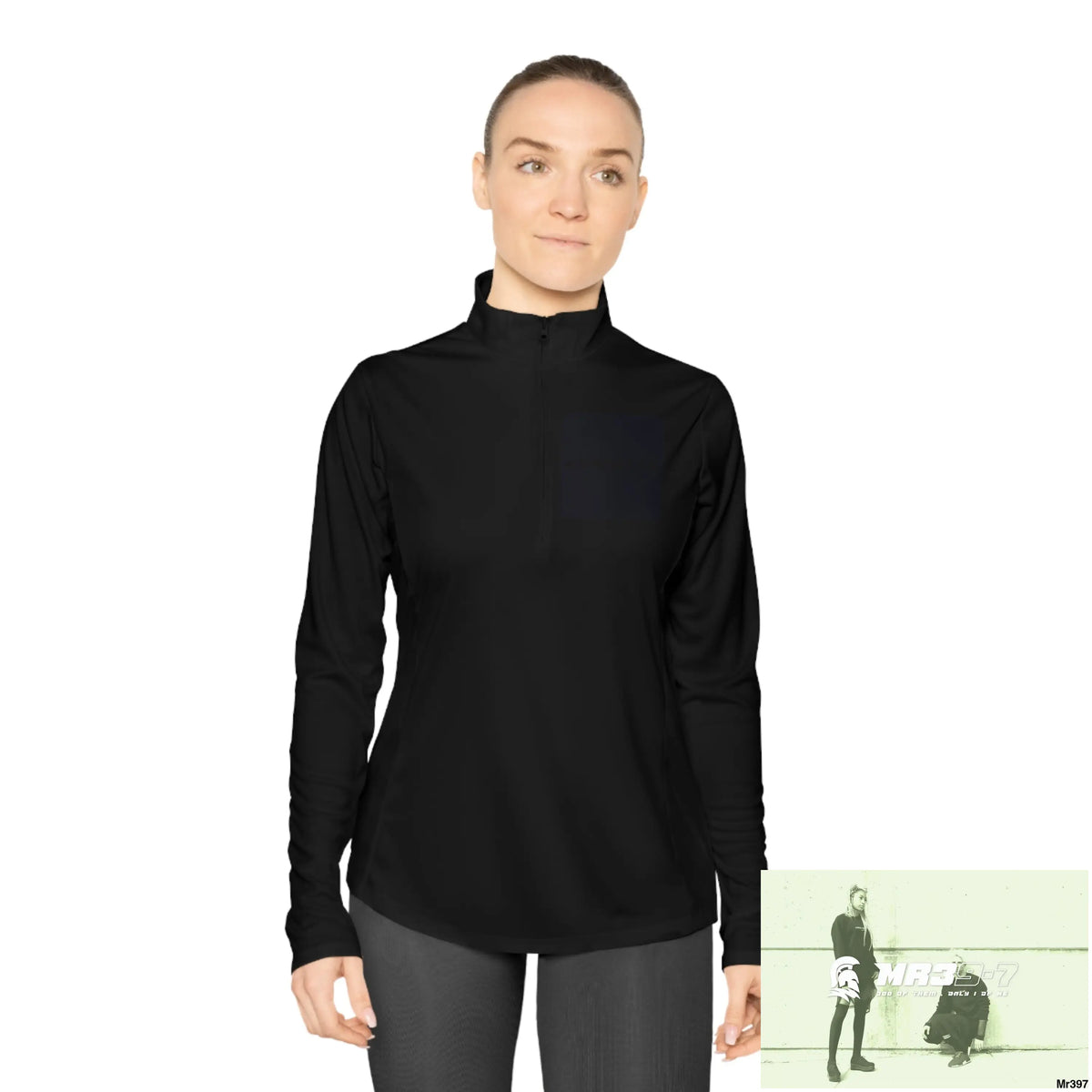 A1- Black Sparta -Ladies Quarter-Zip Pullover Long-sleeve