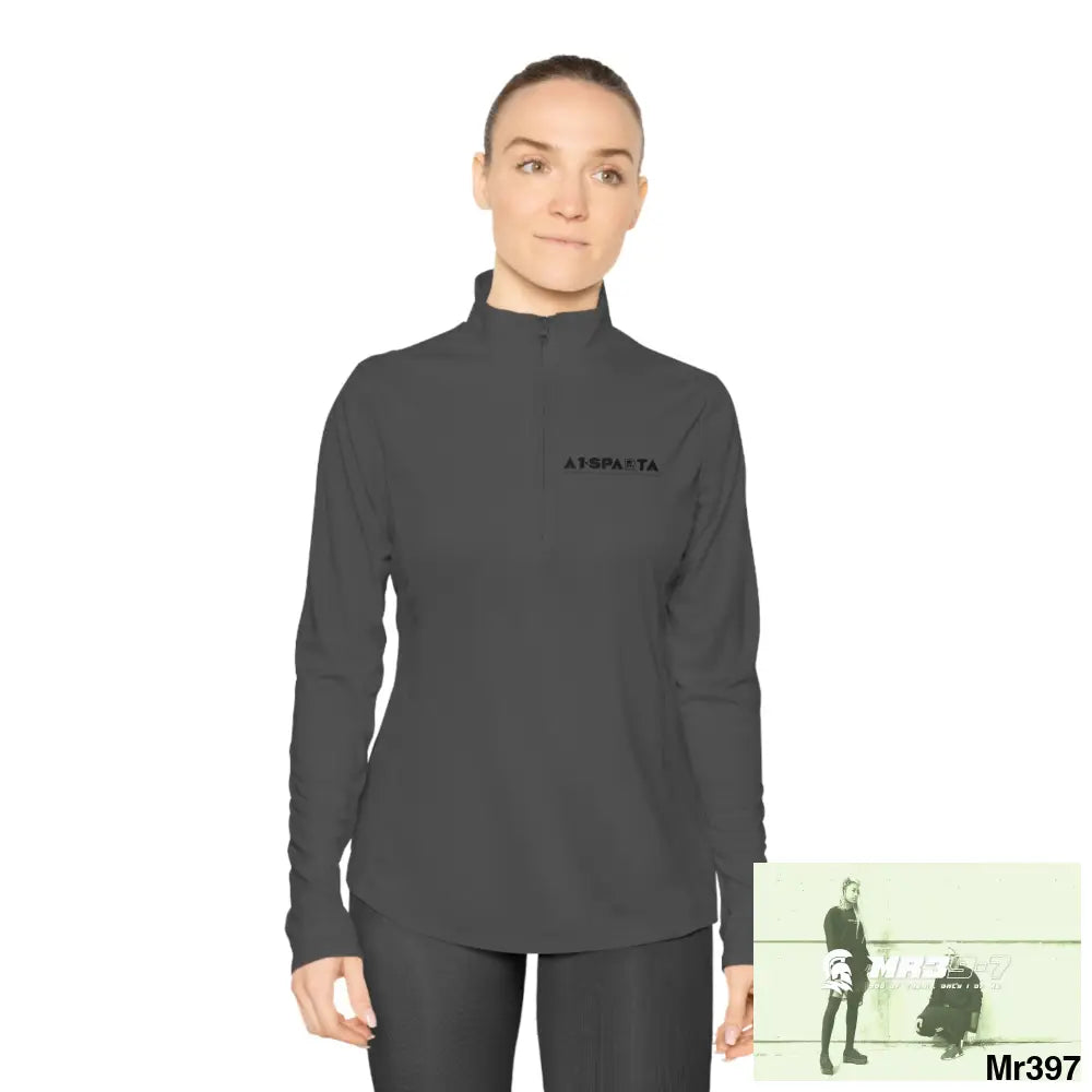 A1- Black Sparta -Ladies Quarter-Zip Pullover Long-sleeve