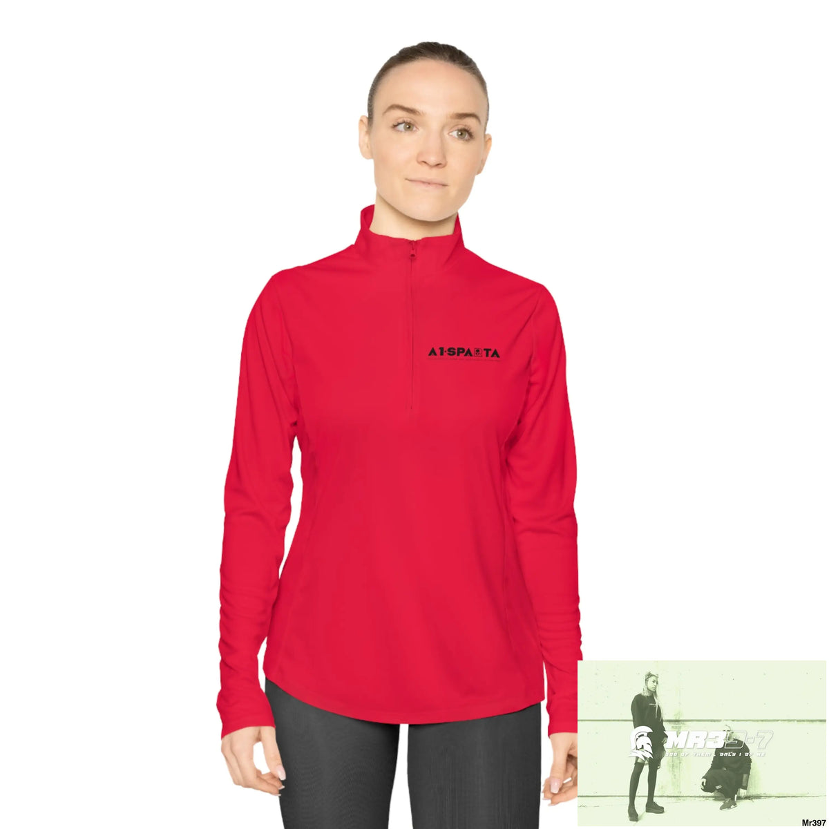 A1- Black Sparta -Ladies Quarter-Zip Pullover Long-sleeve