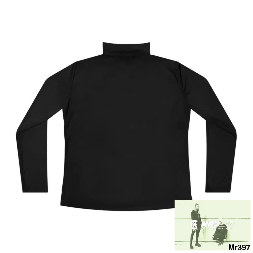 A1- Black Sparta -Ladies Quarter-Zip Pullover Long-sleeve