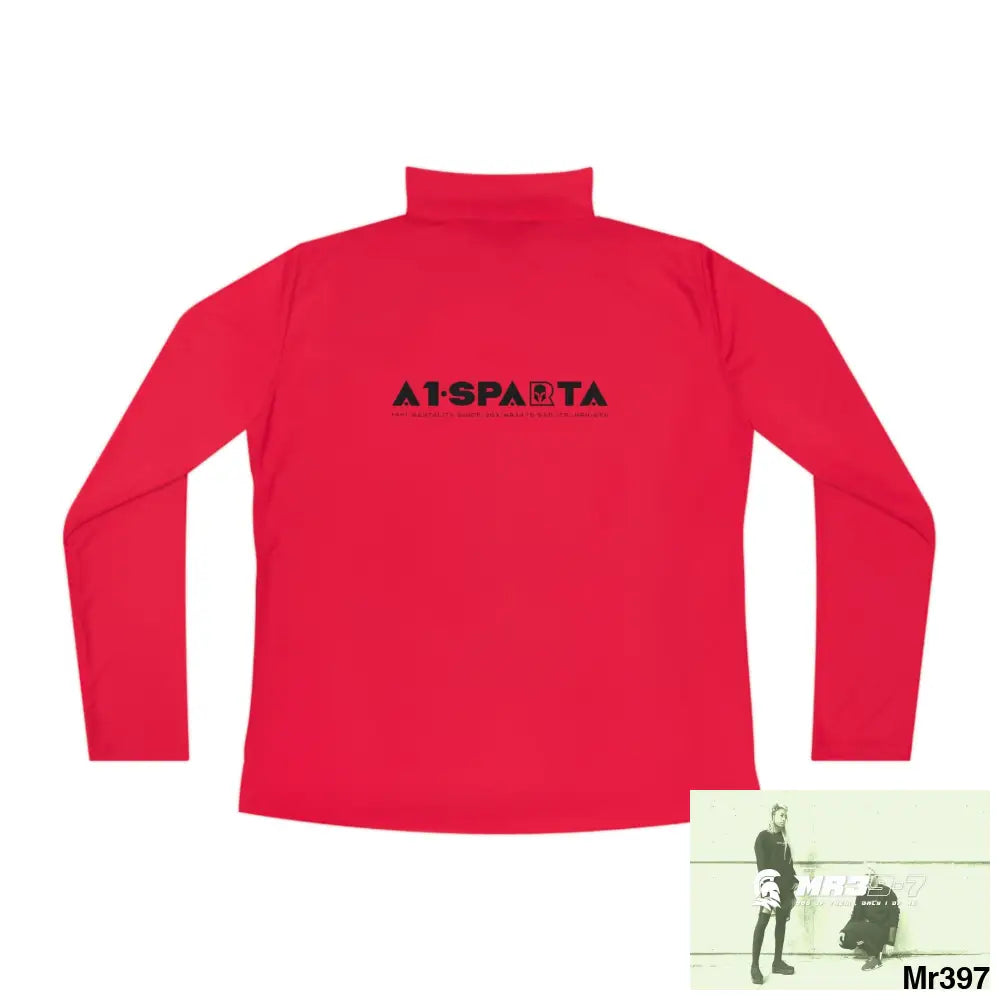 A1- Black Sparta -Ladies Quarter-Zip Pullover Long-sleeve